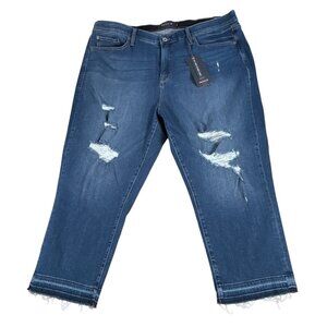 NEW Torrid Premium Sky High Skinny Crop Jeans Women's Sz 24 Distressed Stretch